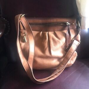 Fossil Tan Leather Slouchy Shoulder Bag